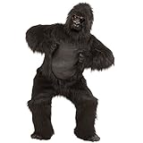 Amakando Gorilla Kostüm Affenkostüm aus Plüschfell AFFE Plüsch Overall Affen Ganzkörperkostüm Strampler Tier Plüschkostüm Zoo Maskottchen Tierkostü