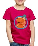 Spreadshirt Der Kleine Drache Kokosnuss Daumen Hoch Kinder Premium T-Shirt, 134-140, Dunkles Pink