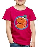 Spreadshirt Der Kleine Drache Kokosnuss Daumen Hoch Kinder Premium T-Shirt, 134-140, Dunkles Pink