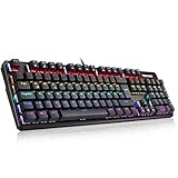 TECKNET Mechanische Gaming Tastatur, 105-Tasten (Deutsche Layout) Blaue Switch LED Beleuchtete Mechanische Keyboard Voll Anti-Ghosting Mechanisch Tastatur für Schreibkraft und PC G