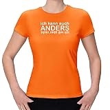 T-Shirt Ich kann auch Anders, Will Aber Nicht! Zicke stur Party 15 Farben XS-3XL Fun Witz Spaß Funshirt lustige Sprüche Sarkasmus, Farbe:orange - Logo Weiss, Größe:L