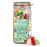 Herzlichen Glückwunsch - hübsches Glas mit Süßigkeiten-Mix, schöne Geschenk-Idee zum G
