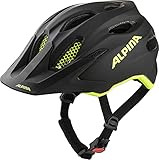 ALPINA Unisex - Kinder, CARAPAX JR. FLASH Fahrradhelm black-neon yellow matt, 51-56