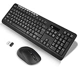 LarmTek Tastatur Kabellos, Tastatur und Maus mit 9 Multimedia-und Tastenkombinationen,Leise Office-Tastatur Mauskombination Einfach Verbindung mit Computer,Laptop,PC(US Lay