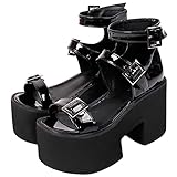 XXDDNN Damenschuhe Sommer Lolita Punk Lackleder Super High Heel Plateau S