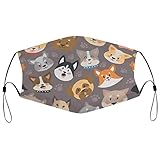 Xingruyun Kinder Mundschutz Bunte Motiv Druck Schutz_𝓶aske Atmungsaktiv Mund Und Nasenschutz Hundeköpfe Hundepfoten 1 PCS