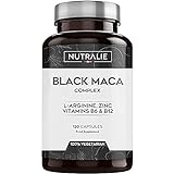 Maca Schwarz aus Peru entspricht 24.000 mg für jede Dosis von 1200 mg mit L-Arginin, Zink, Vitaminen | 120 Pflanzliche Kapseln mit hochkonzentriertem Maca-Extrakt 20:1 | N