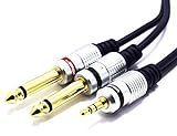 3.5mm auf 2x 6.3mm Klinke Kabel 5m Vitalco 3.5 Stereo Aux zu Dual große Mono 6.35mm Klinkenstecker Audio Adap