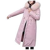 Generic Lange einfarbige Hooded Pie Overcoming Slim-Fit Wattierte Jacke Damenjacke Top Damen Kapuzenparka Wattierte Jacke Wolle, bedruckte Jacke, Lammw