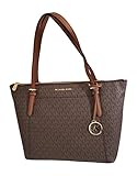 Michael Kors Women’s Ciara Large Top Zip PVC Leather Tote Shoulder Bag Brow