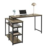 SoBuy FWT82-N Schreibtisch mit 4 Ablagen rechts oder Links Computertisch Bürotisch Arbeitstisch für Homeoffice Tisch Industrie-Design BHT ca.: 135x70x88