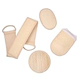Luffaschwämme Rückenschrubber Peelinghandschuh 4 in 1 Set, Badeset mit 100% Luffa Natur Schwamm, Luffa Handschuhe, 69 cm Rücken Gurt für Bad und D