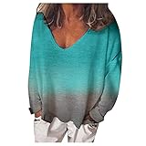 N\P Damen-T-Shirt, lockere Passform, lange Ärmel, Farbverlauf, Gn, XXXXL