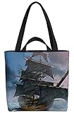 VOID Piratenschiff Meer Segel Tasche 33x33x14cm,15l Einkaufs-Beutel Shopper Einkaufs-Tasche Bag