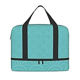 Yishow Green Clouds Pattern Sports Gym Bag Travel Bag with Wet Pocket Shoes Compartment Shoulder Bag