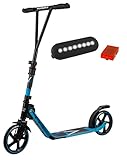 HUDORA BigWheel® Generation V 205, Scooter hellblau mit Sicherheitspaket LED Licht Rücklicht Tretroller Kickroller Cityroller R