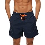 Arcweg Badehose für Herren Jungen Badeshorts Kurz Badehose Vielfarbig Schnelltrocknend Beachshorts Boardshorts Strand Shorts Dunkelblau L(EU)-Asia XL