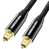 UNBREAKcable Digital Audio Kabel 2M Optisches Kabel – [Vergoldetes] Toslink Digitalkabel Digital Audiokabel für LG/Samsung/Sony/Philips Soundbar, TV, PS4, Xbox – Schw