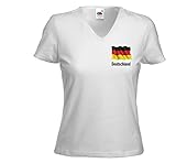 Fussball Damen T-Shirt Deutschland Fahne weiß WM EM Fanartikel Gr. M