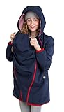 Viva la Mama Umstandsjacke mit Baby Trageeinsatz Regenjacke Windjacke Babytragen Softshell Jacke Baby im Tragetuch Umstandsmode Damen Schwangerschaftsjacke Allwetter - MELLORY Marine blau/rot - L