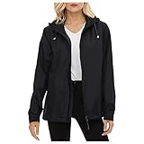 Jaysis Damen Windbreaker Regenjacke Leicht Jacke Outdoor Regenparka Softshellmantel Funktionsjacke Atmungsaktiv Wasserdicht Windjacke Winddicht Regenmantel mit Kapuze Bergsteigen Sp