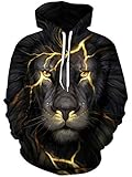 Freshhoodies Unisex 3D Löwe Hoodie Herren Damen Bunt Gedruckt Langarm Hooded Kapuzenpullover Pullover Sweatshirts XL