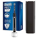 Oral-B PRO 1 750 Black Edition Elektrische Zahnbürste/Electric Toothbrush für eine gründliche Zahnreinigung, 1 Putzprogamm, Drucksensor, Timer & Reiseetui, 1 CrossAction Aufsteckbürste, schw