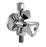 SCHELL 038450699 Kombi-Eckventil 1/2 x 3/8'' , Kombinations-Eckventil chrom , Eckventil mit Dreikanthaubengriff und Sanitäroberteil, Rückflussverhinderer, Schubrosette, Schlauchverschraubung