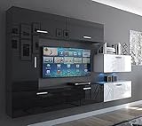 Furnitech Future C10 Modernes Wohnzimmer Wohnwand Wohnschrank Schrankwand Mediawand Möbel (Möbel ohne LED, 10/HG/BW/4 1A)