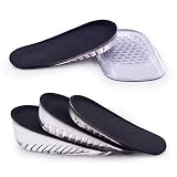 SAUDEfoot 1 Paar GEL Höhe Erhöhen Sie die Ferseneinlegesohlen, Unsichtbare Schuhlifteinsätze, Stoßdämpfung, Höhe 1 cm 2 cm 3 cm (S für Frauen, Größe: 1 cm, Schwarz)