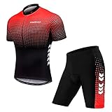 TOM SHOO Herren Radtrikot Set, Fahrradtrikot Herren Kurzarm, Trikot Kurzarm und Radhose mit 4D Gel Sitzpolster, Atmungsaktiv, Schnelltrocknend, für Fahrrad MTB