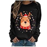 TTWOMEN Weihnachten Damen Langarm Pullover Tops Herbst/Winter Casual Print Loose Fit Sweatshirt B