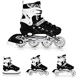 Nils Inlineskates Rollschuhe Schlittschuhe # 4in1 verstellbar Inline Skates EIS Sport Hockey Mädchen & Junge & Damen NH10905 (Schwarz, L (39-42))