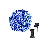 SILAAI Solar Lichterkette Weihnachtsbeleuchtung Außen, 8 Modi Solar Weihnachtsbaum Lichterkette Deko Für Garten,Terrasse,Hochzeit (Color : Blue, Größe : 100 Lights 12 m)