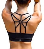 YIANNA Damen Sport BH Ohne Buegel Bequem Bustier Elastizität Fitness Yoga Sports Bra Crop Top mit Abnehmbare Gepolstert Schwarz,YA139 Size XL