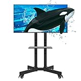 Mobile TV Floor Stand with Wheels - Height Adjustable Universal Rolling TV Cart Bracket - for 32-75 inch LCD LED Plasma Flat Panel Screen (Black)