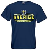 Schweden Sverige T-Shirt Fanshirt Nation EM-2021 Navyblau XL