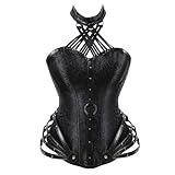Damen Korsetts Top Taille Trainer Gewicht Schlankheits Cincher Trimmer Mode Lace Up Back Bustier, Schwarz , 36