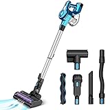 INSE Akku Staubsauger 25KPa Kabelloser Staubsauger Starke Saugleistung bis zu 45 Min Laufzeit, 1,2L großer Müllbox, 10 in 1 Staubsauger Beutellos Stabstaubsauger für Tierhaare Hartboden Teppich b