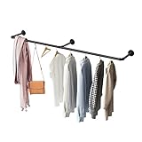 Greenstell Kleiderstange zur Wandmontage, Wand - Kleiderständer im Industrie-Rohr-Stil, rustikaler Wandaufhänger für Schlafzimmer Wohnzimmer, schwerlastes Kleidergestell für die Wand Schwarz (3 Basen)