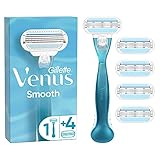 Gillette Venus Smooth Rasierer Damen, Damenrasierer + 5 Rasierklingen mit 3-fach Kling