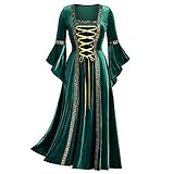 Darringls Halloween Kostüm Damen Mittelalter Kleidung Kleid Spitze Gothic Kleidung Cosplay Punk Stil Kostüm Frau Kurzarm Steampunk Minikleid Schnürung Rückenfrei Party Vintag