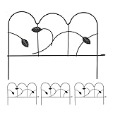 Relaxdays Beeteinfassung zum Stecken, 4 Zaunelemente, HxB: 28,5 x 39 cm, Metall, Beetzaun für Garten, Vintage, schw