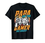 Herren PAPA AM TAG GAMER BEI NACHT | Vater Gaming Zocker Geschenk T-S