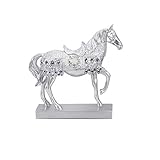 DSENIW Qidofan Kunsthandwerk im europäischen Stil, Silber-Pferd-Skulptur, einzigartige Harz-Tierfigur, Ornamente, Handwerk für Büro, Wohnzimmer, Schlafzimmer, Heimdekoration, Kunstwerk, Jahr Geschenk