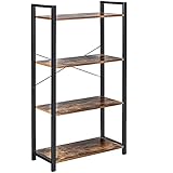 GIANTEX Standregal Bücherregal 4 Ebenen, Lagerregal aus Holz & Metall, Aufbewahrungsregal Leiterregal im Industrie-Design, Multifunktionales Regal Pflanzenregal Küchenregal 66 x 30 x 120