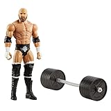 WWE GVJ40 - Wrekkin Triple H Actionfigur (ca. 15 cm) mit Action-Move, Greifhänden und biegsamer Hantel, beweglich, ca. 15 cm groß, Spielzeug Geschenk für Kinder ab 6 J