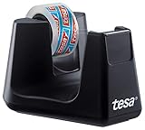 tesa Easy Cut SMART Klebebandabroller für Tische / Kompakter Tischabroller mit Anti-Rutsch-Technologie für Klebefilm, inkl 1 Rolle tesafilm kristall-k