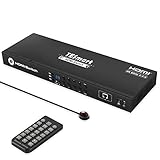 TESmart 8×1 HDMI Switch 8 In 1 Out Unterstützt 4K@60Hz HDCP 2.2 mit 19'-Rackmontage-Ohren | RS-232/Lan Control | IR-Fernbedienung und Auto Switch | Auto Scan mit voreingestelltem Intervall-Schw