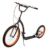 Scooter Tretroller Nils Extreme WH227F 20/16 Zoll Schwarz/Orange | Stahlrahmen V-Brake Felgenbremsen Klappbar | Belastbar bis 100 kg